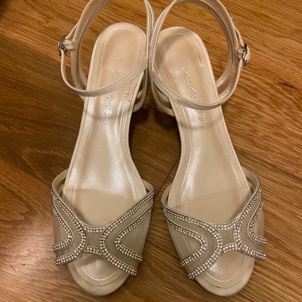 Caparros Hilton Wedge Sandals in Ivory Satin - Picture 1 of 3